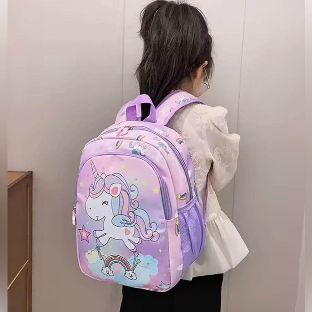 Pastel Unicorn Backpack – Kids’ School Bag with Rainbow Design (32×26×10cm)